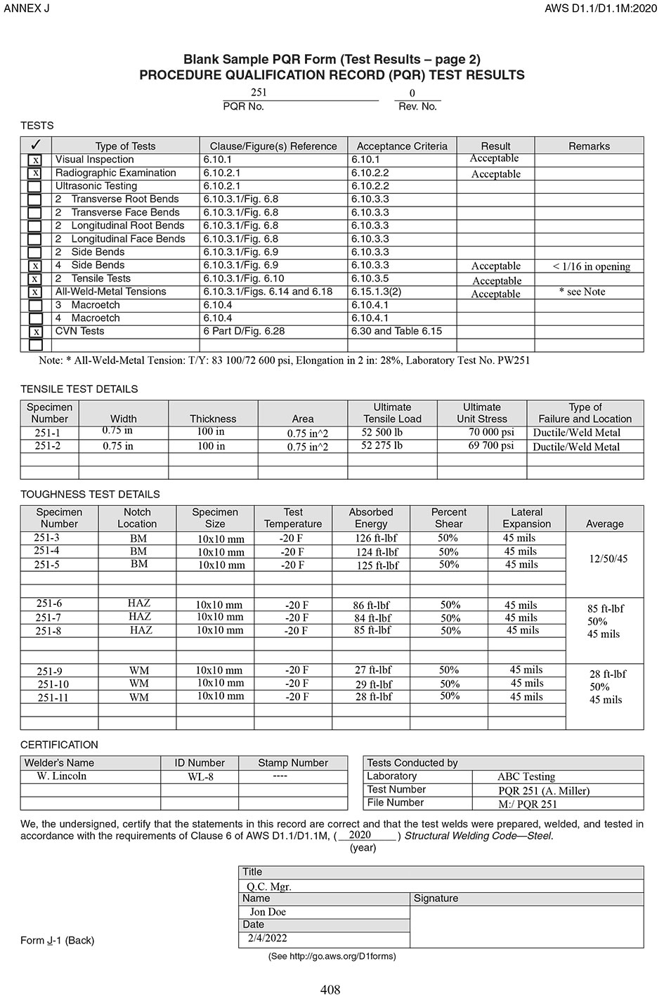 Welding procedure clearance