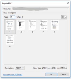 This image shows the import PDF viewer from Revit 2020.