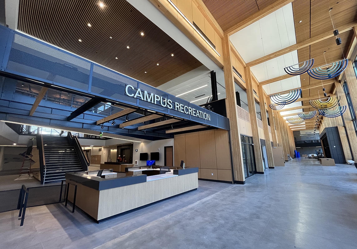 The large entryway welcomes students to the center. © 2024 Montana State University