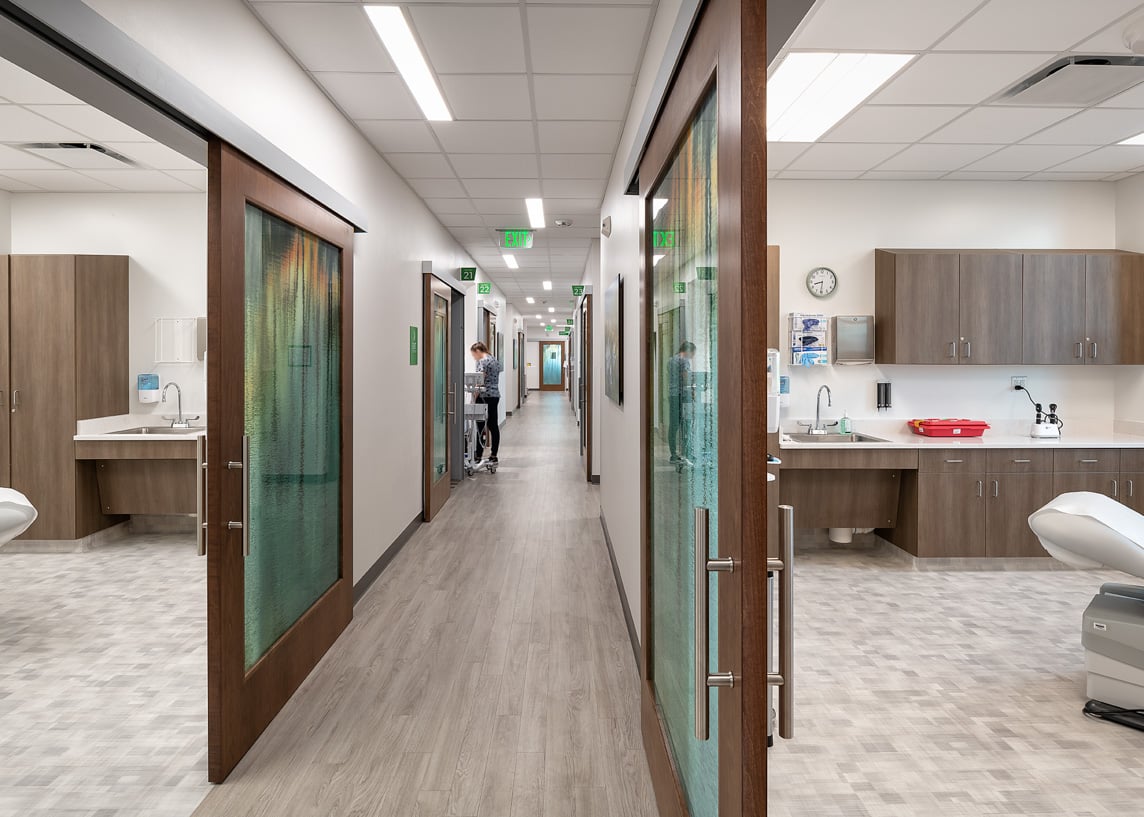 While the main floor hosts a variety of medical services, the top floor remains unfinished to allow for growth. 