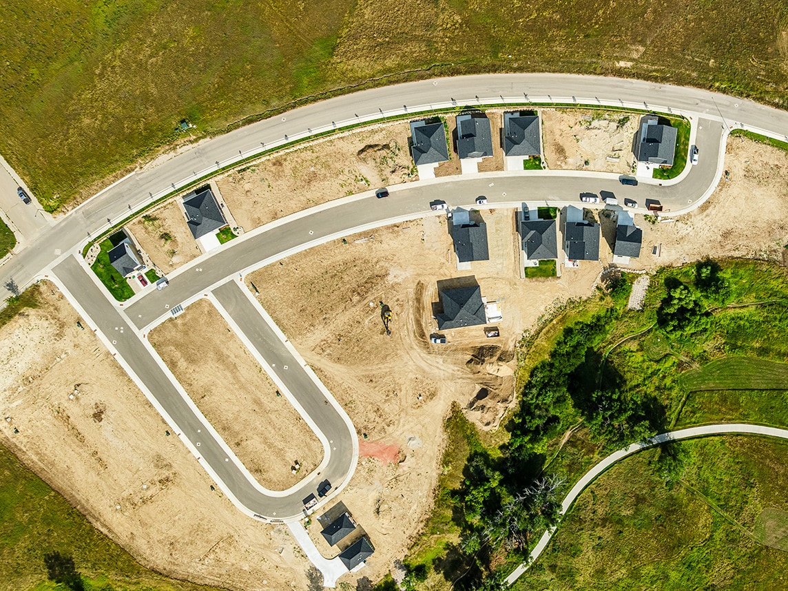An aerial view of the new development. 