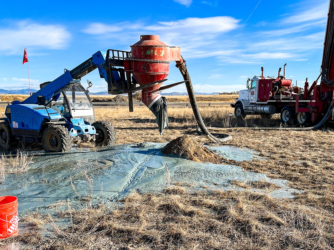 Collecting samples from a test site. 