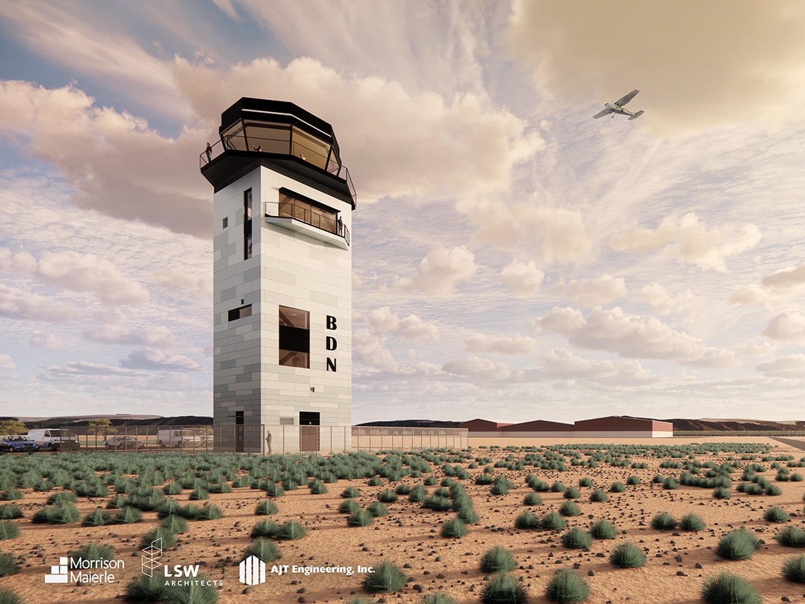 A rendering of the Bend Air Traffic Control Tower