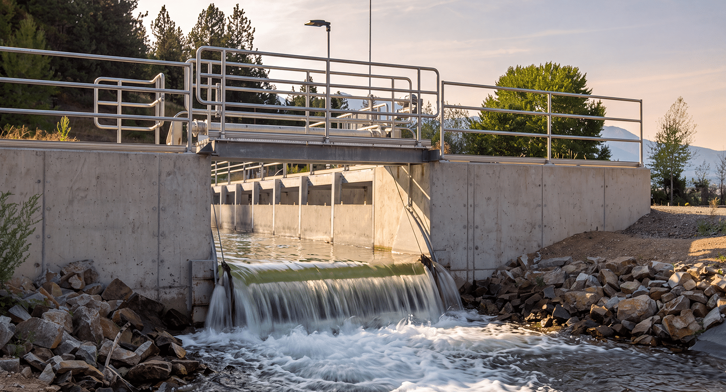An overshot weir controls flow at the larger canal intake structure. Morrison-Maierle intentionally
designed structures, procedures, and standards like this that can be reused as CSKT advances
additional modernization projects.