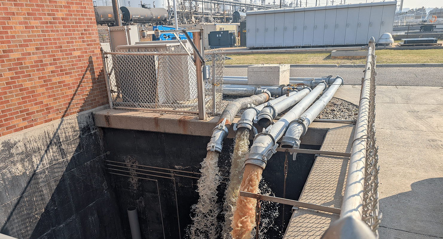 The bypass pumping alone required significant planning because wastewater discharged to the work area was from multiple sources (three pictured here) rather than a single manhole.